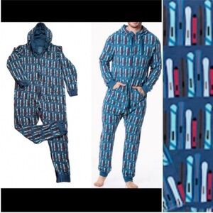 Kickee Adult Twilight Skis Onesie Pajamas Pants Hooded Union Jumpsuit Zipper S